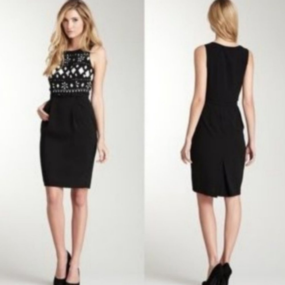 Anthro Eva Franco Geo Cut Out Black Sheath Dress 4